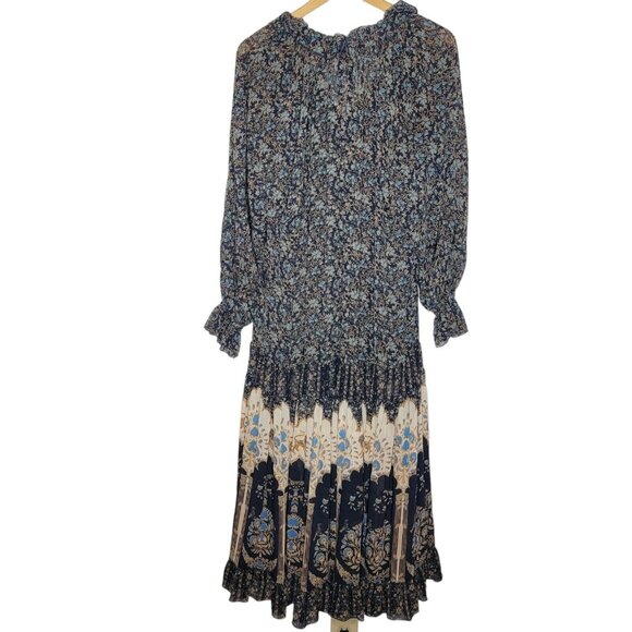 Free People Small Feeling Groovy Border Print Maxi Dress Boho Oversized Festival - Picture 2 of 8